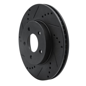 Chevrolet Equinox Brake Rotor (1) - Front Left - R1 Concepts - Drilled & Slotted - Black - `02-`07